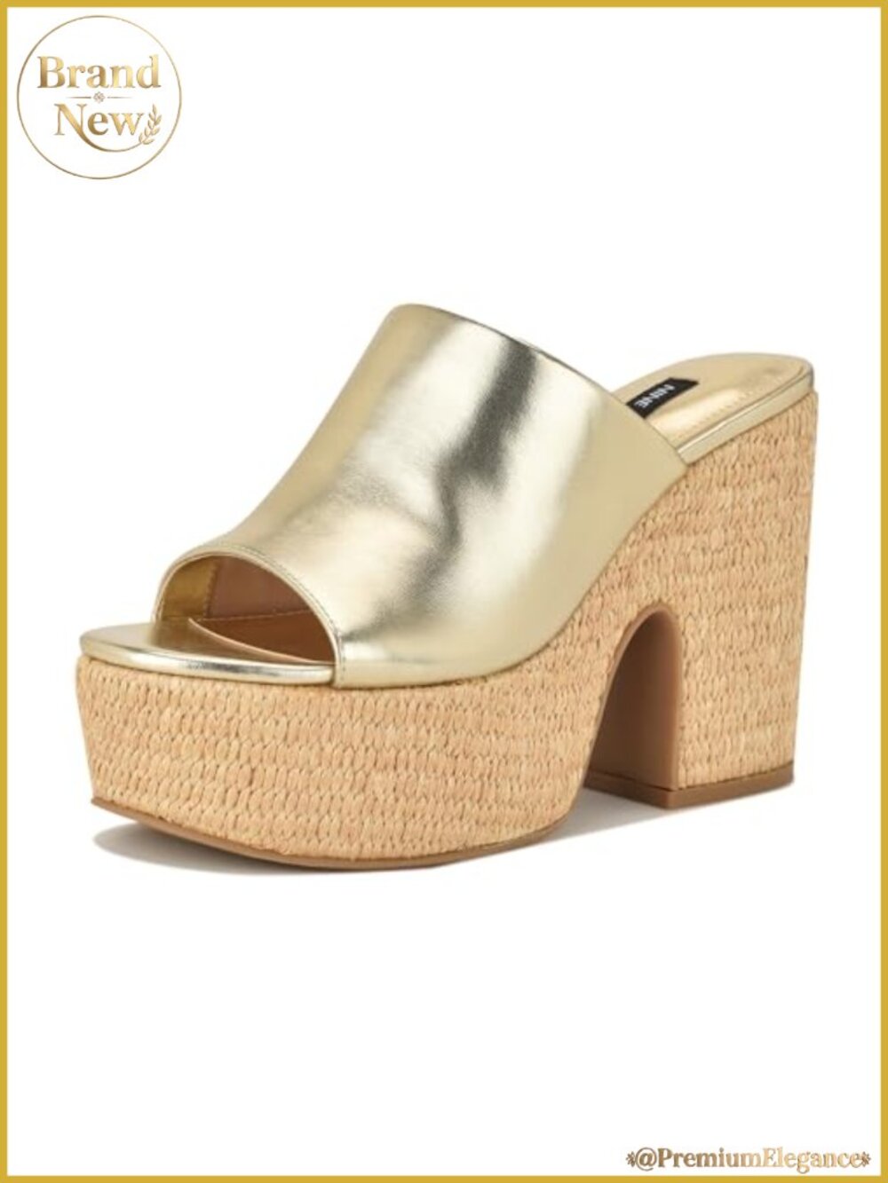 Platform Sandal Open Toe Slingback Slip On Faux Leather 4.72" Heel